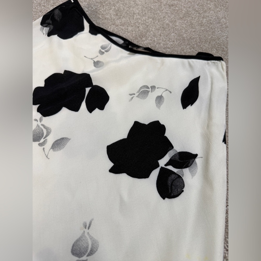 Vintage Arden B Black and White Floral A-Line Slip Skirt size 6 - Picture 4 of 10